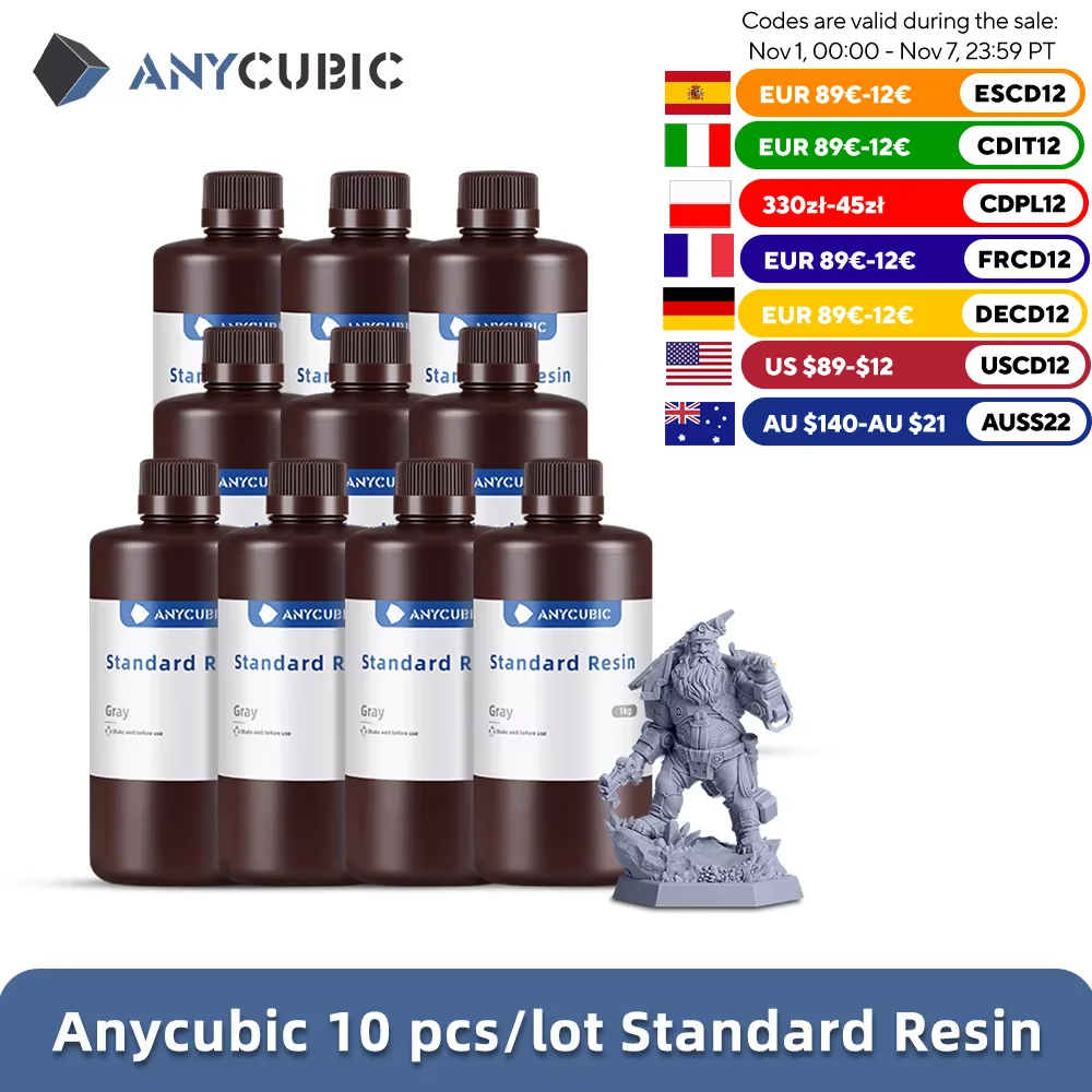 Anycubic 10 kg 405 nm UV-Harz LCD 3D-Drucker Hochpräzises lichtempfindliches Harzdruckmaterial Standardharz für Photon Mono