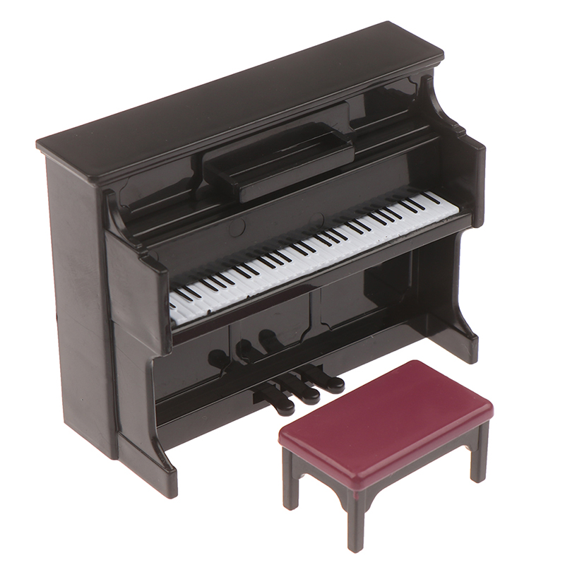 1:12 casa de muñecas miniatura blanco exquisito Piano con taburete modelo de instrumento Musical modelo para casa de muñecas juguetes de juego accesorio