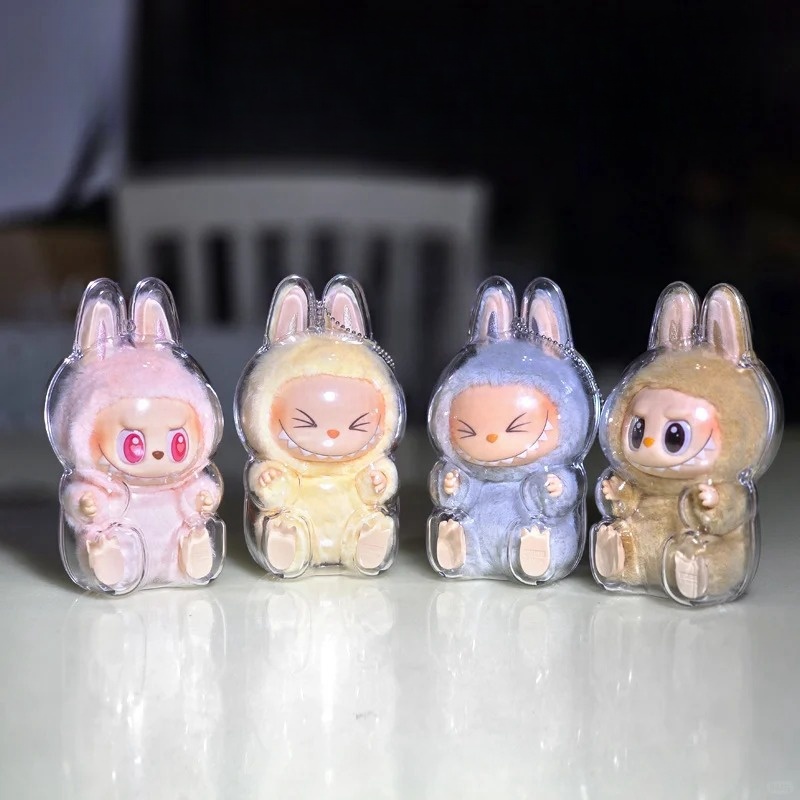 Neue Heiße Labubu 2, Haben EINEN Sitz Serie Transparente Schutzhüllen Staubdicht Acryl Schutzhülle Staub Taschen Anhänger Puppe Weihnachten Geschenke
