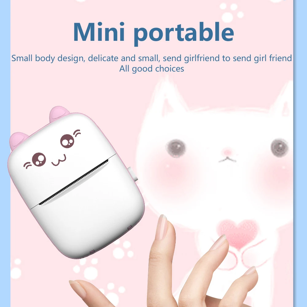 Meow Mini Máy In Nhãn Nhiệt Di Động Máy In Dán Giấy Inkless Không Dây Impresora Portátil 200Dpi Android IOS 57Mm