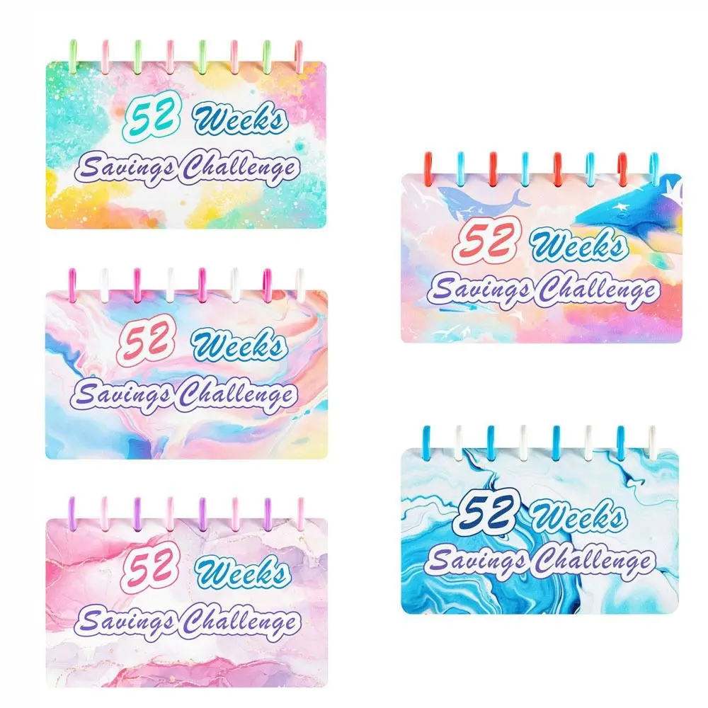 52 สัปดาห์ออมทรัพย์ Challenge Notebook สีสันสดรายสัปดาห์ซองจดหมายประหยัด Binder หลวมหลายกระเป๋า Budget Binder Planner
