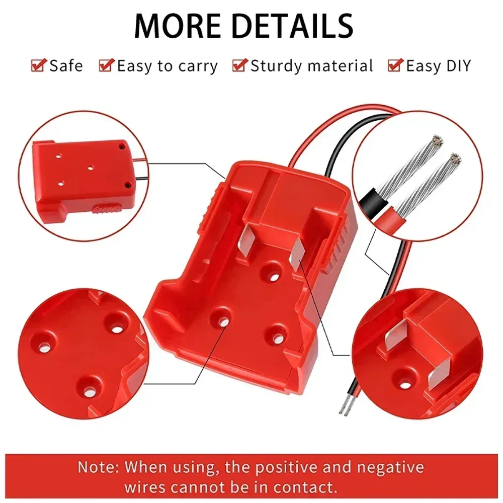 Lithium Battery Adapter Connector for Milwaukee for M18 18V Li-ion Battery DIY Power Supply Wheel Adapter Dock Holder 48-11-1815