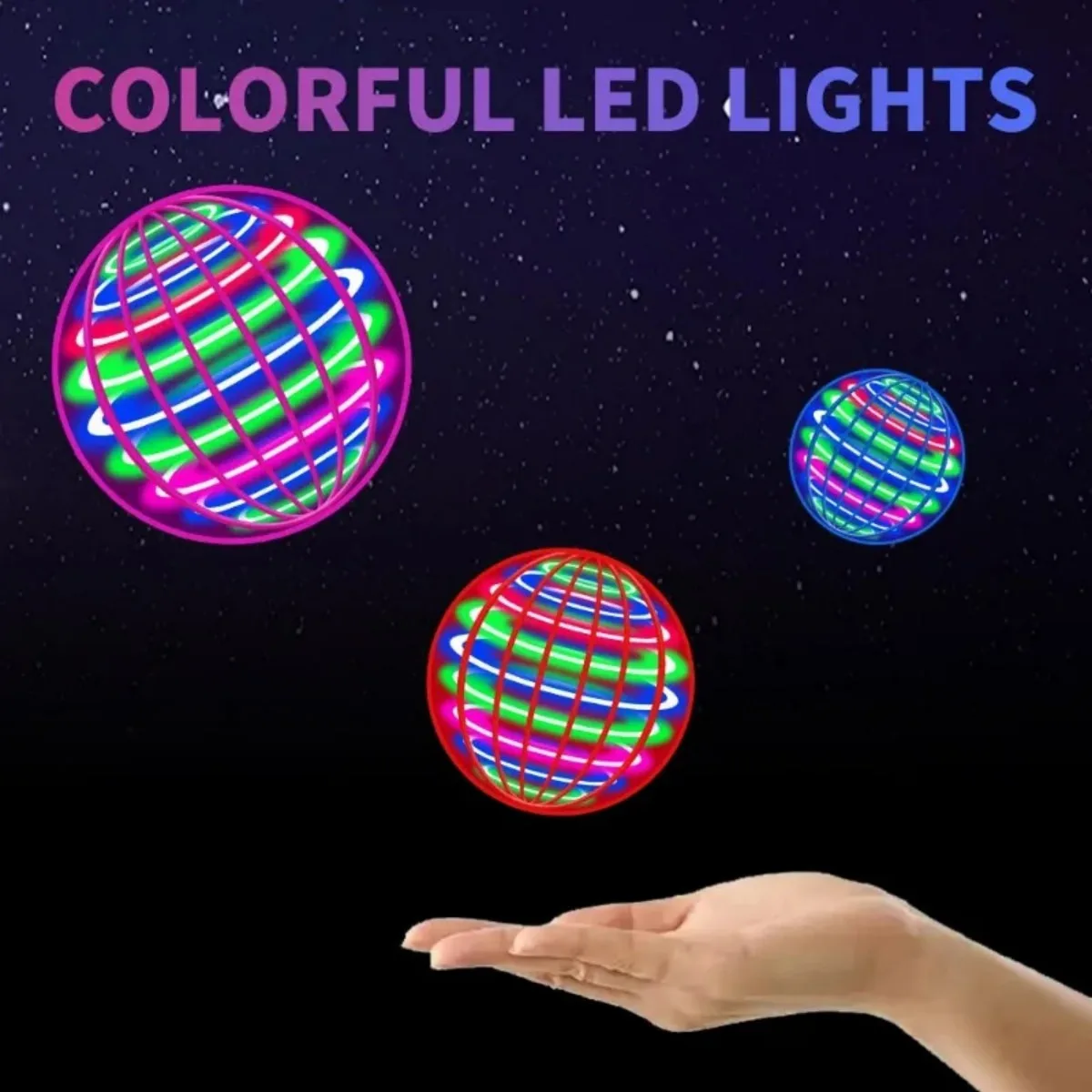 Bola voadora boomerang flyorb magia com luzes led drone pairar bola voar nova orb voando spinner brinquedos fidget crianças presente da família
