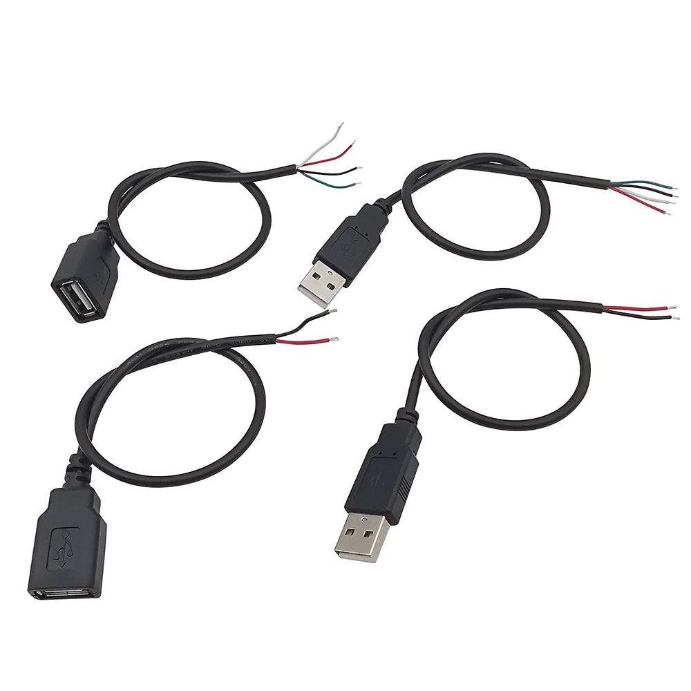1 шт. 2-контактный 4-контактный разъем для зарядного устройства Micro USB / Type C USB 2.0 Тип A Мужской Женский Удлинительный кабель питания Провод DIY Линия передачи данных
