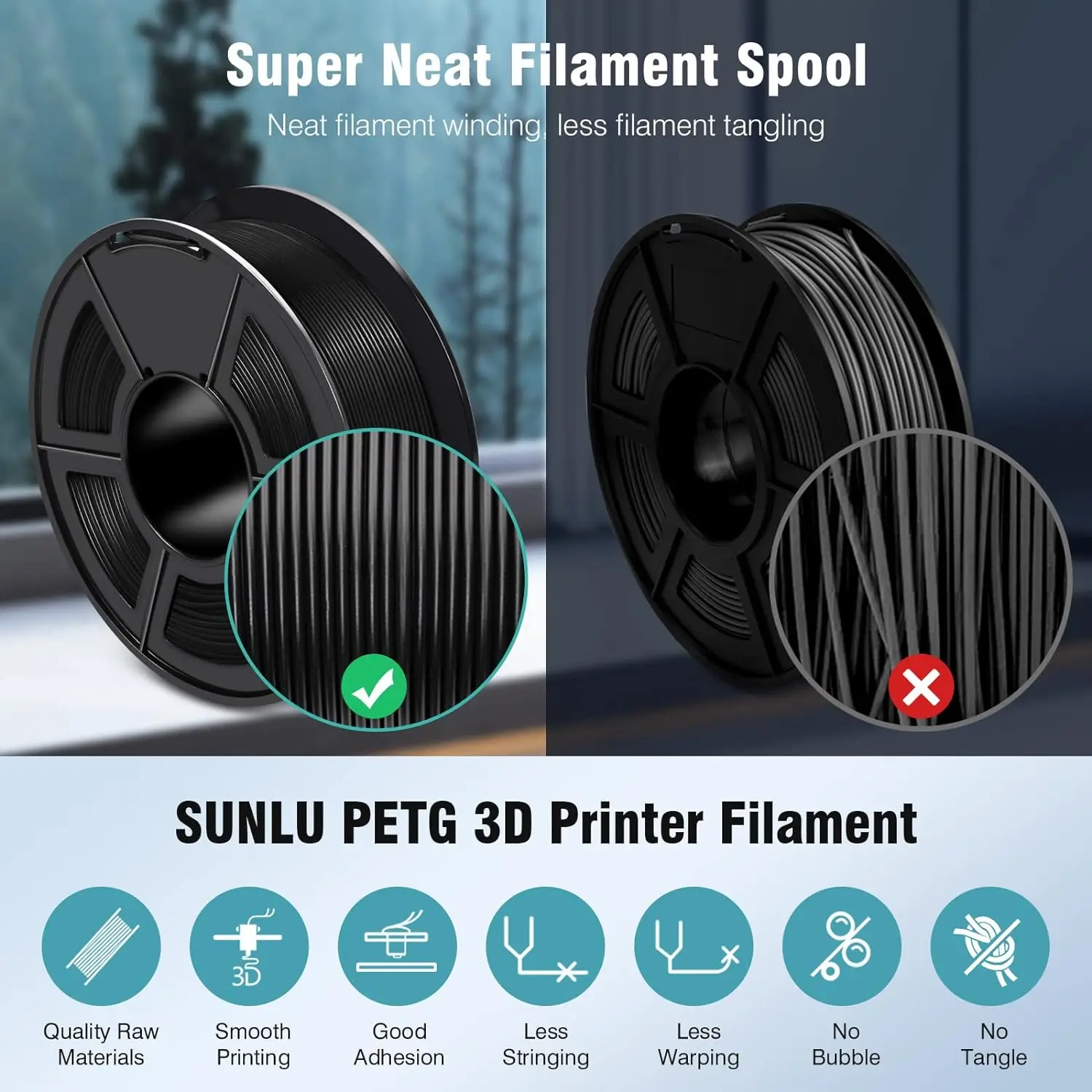SUNLU 3D-нить PETG/EASY ABS/TPU/ASA Filamnet 1,75 мм 5 рулонов 1 кг (TPU 0,5 кг/рулон) Нить для 3D-принтера для 3D-принтера