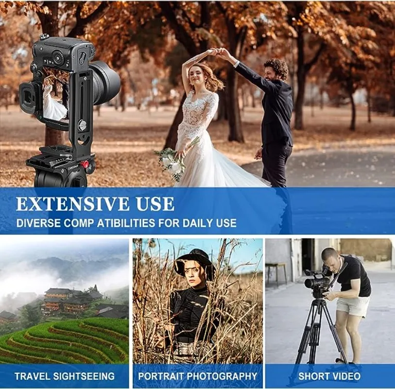 Universal กล้อง L Bracket QUICK RELEASE L แผ่น 1/4 นิ้วสกรู Swiss แนวตั้งวิดีโอสําหรับ Nikon Canon SONY Fuji