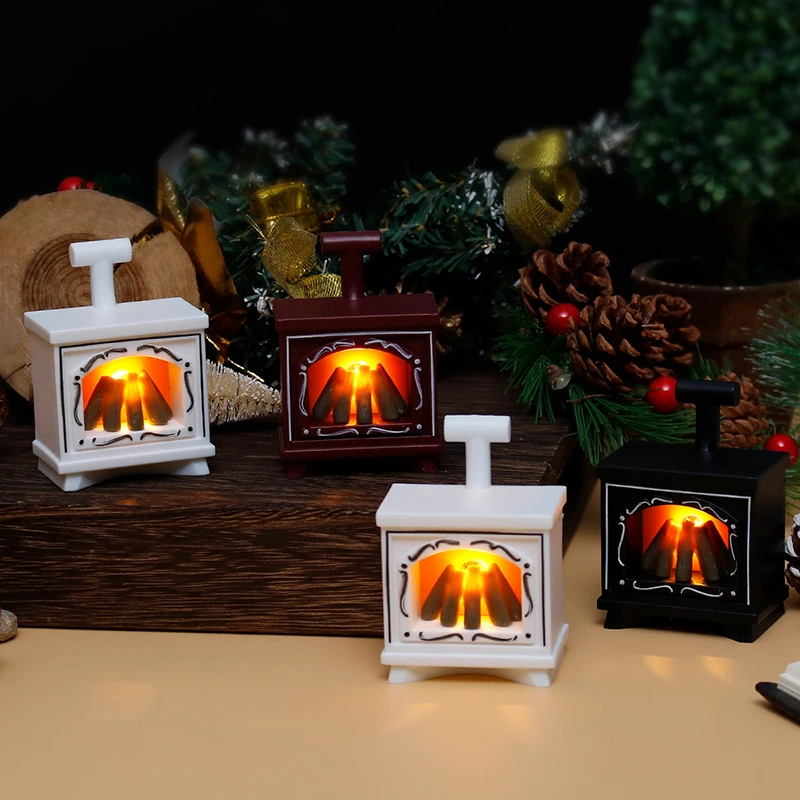Domek dla lalek Miniaturowy kominek Świecący piec Model domu Meble kuchenne Scena życia Dekoracja Zabawka