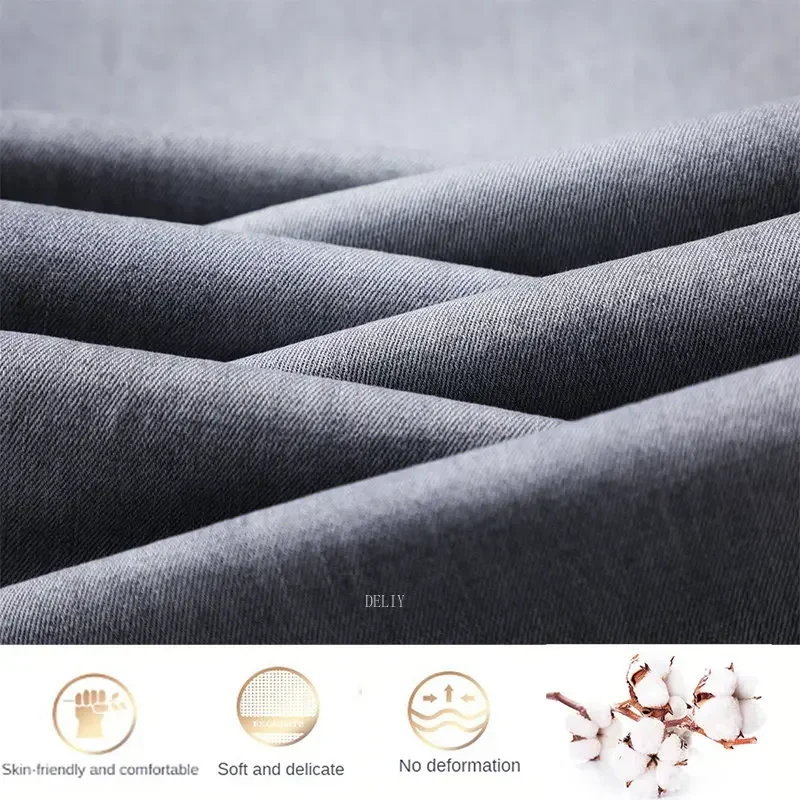 2024 Marke Dünnes oder Dickes Material Gerade Baumwolle Stretch Denim Herren Business Casual Hohe Taille Hellgrau Blau Jeans
