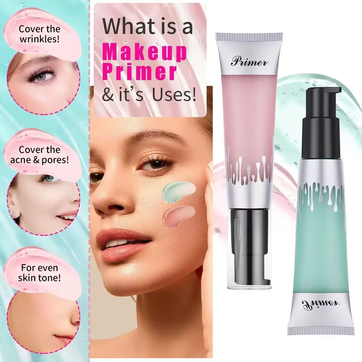 24ml Power Grip Primer เจล Hydrating Face Primer สําหรับ Smoothing Skin จับแต่งหน้าที่มองไม่เห็น Pore ไม่มีสี Primes