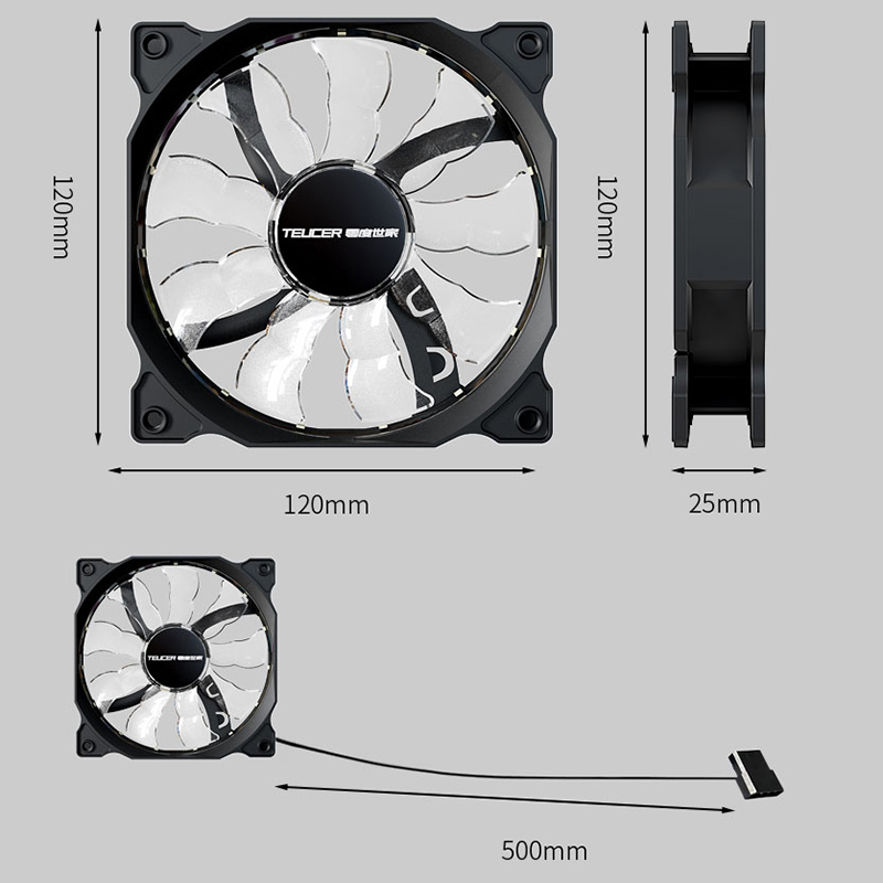 TEUCER B12025 พัดลม PC 120mm 12V 4Pin Vortex Light Effects กันกระแทกเงียบประสิทธิภาพสูงพัดลมระบายความร้อนคอมพิวเตอร์