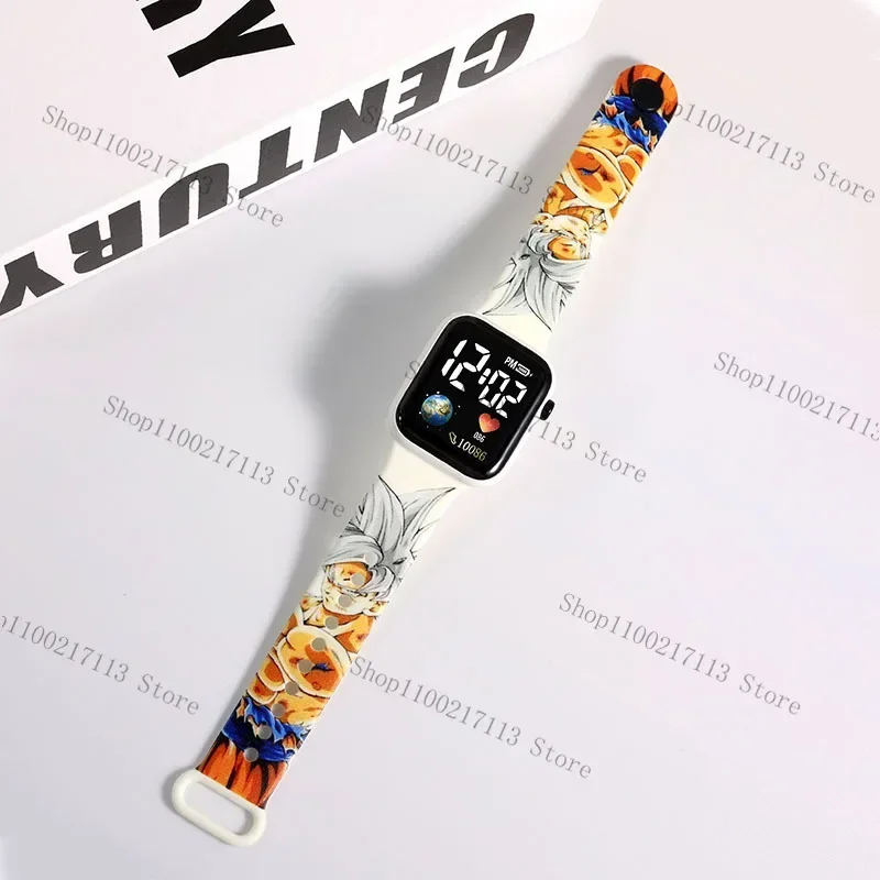ลูฟี่ดราก้อนบอลสายพิมพ์ลายการ์ตูนโกคูปิกาจู LED สี่เหลี่ยมกันน้ำ Jam Tangan elektronik เด็กหญิงเด็กชาย kado ulang tahun