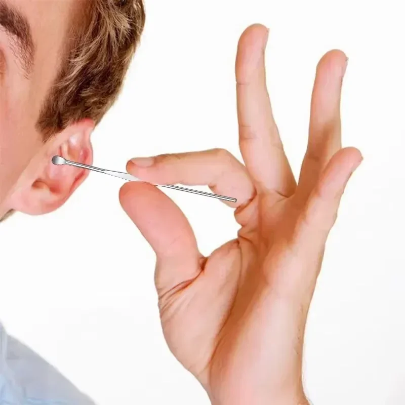Um conjunto de 6 peças de colheres de ouvido de aço inoxidável com limpeza em espiral de 360 graus para manter as orelhas limpas e saudáveis conjunto de colheres de ouvido