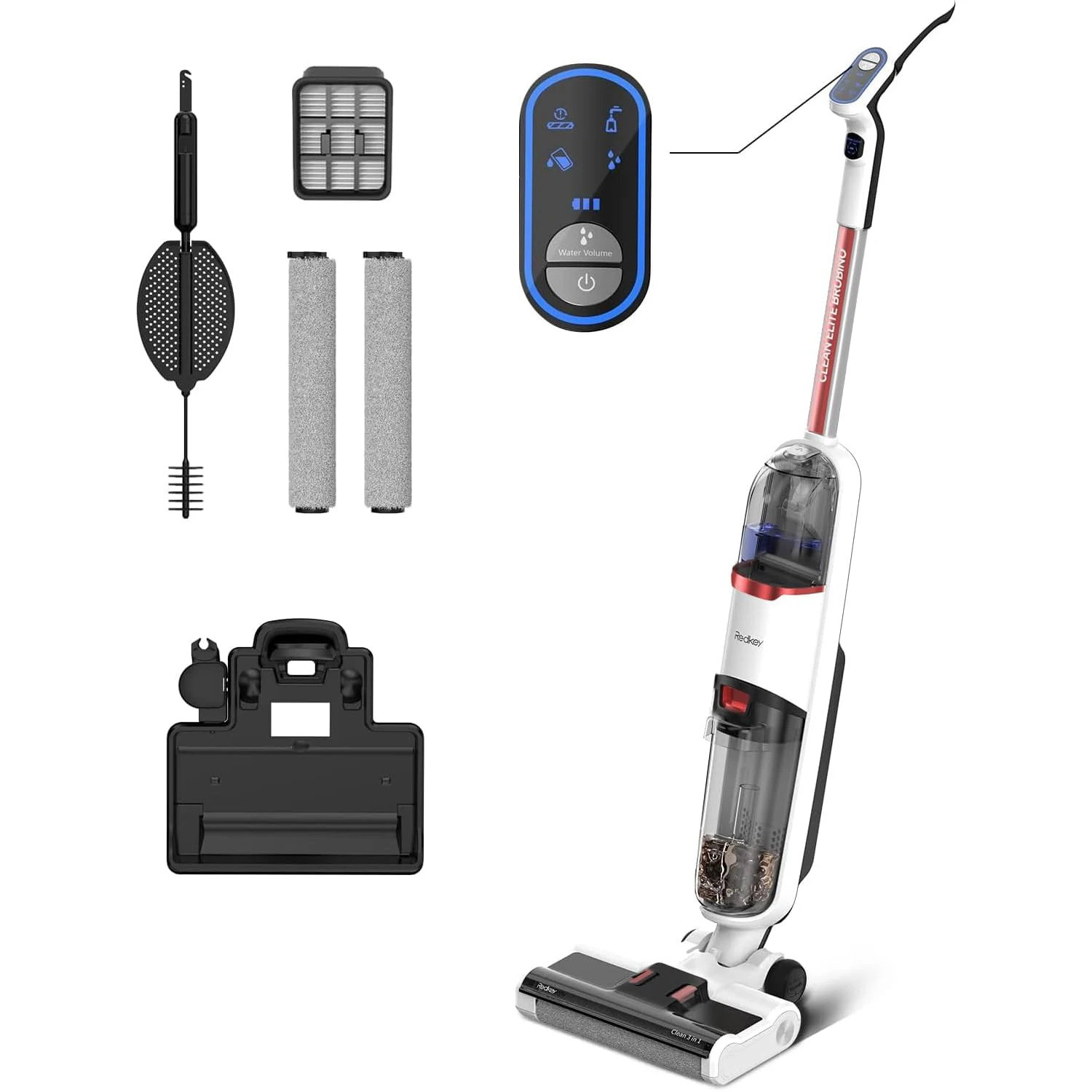 Redkey RUBINO Kabelloser Nass-Trocken-Staubsauger, intelligenter kabelloser Mopp, automatische Absaugung, Bodenreiniger, selbstreinigendes Smart-Home-Gerät