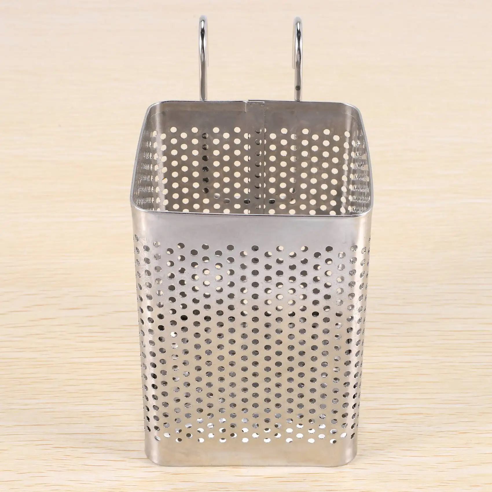 BABQ Porta bacchette in acciaio inossidabile Posate sospese Cestino per asciugare Stoviglie Scolapiatti con ganci Utensile da cucina(B)