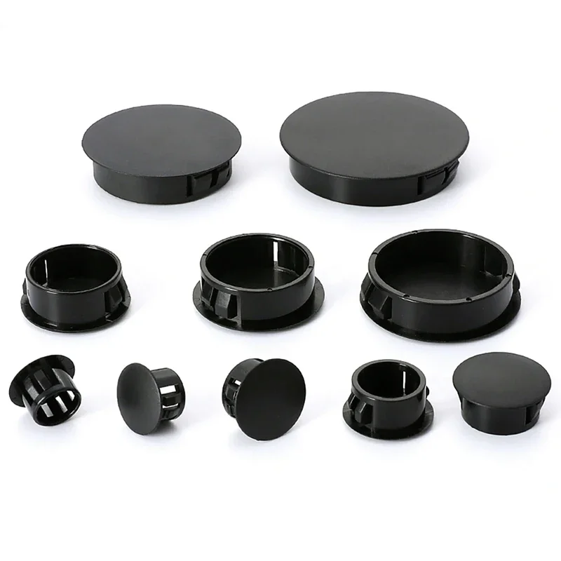 Tappi per tappi a scatto in plastica rotonda nera Tappi di bloccaggio per mobili per armadietti Tappi di bloccaggio per coperture 5-50 mm