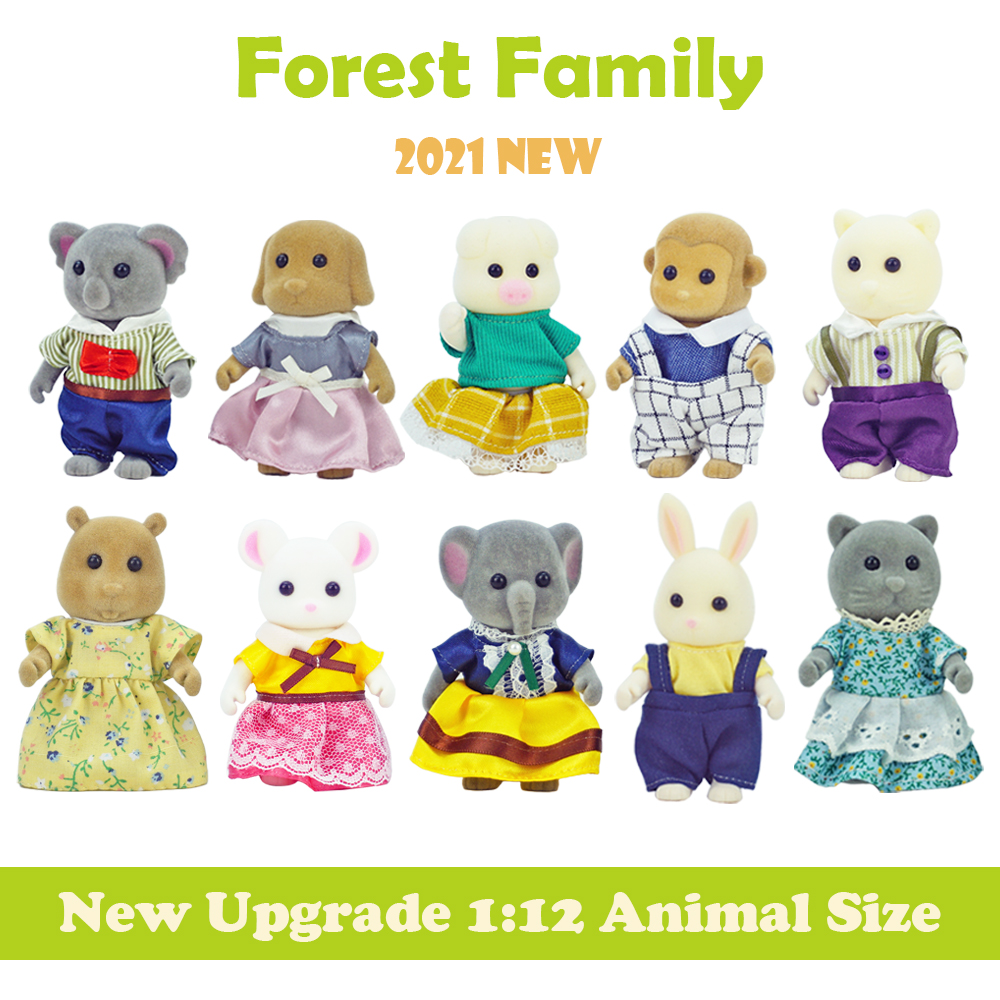 부활절 토끼 10-18Pcs 숲 가족 Miniture 동물 인형 장난감 시뮬레이션 1:12 순록 팬더 그림 소녀 인형 집 생일 선물
