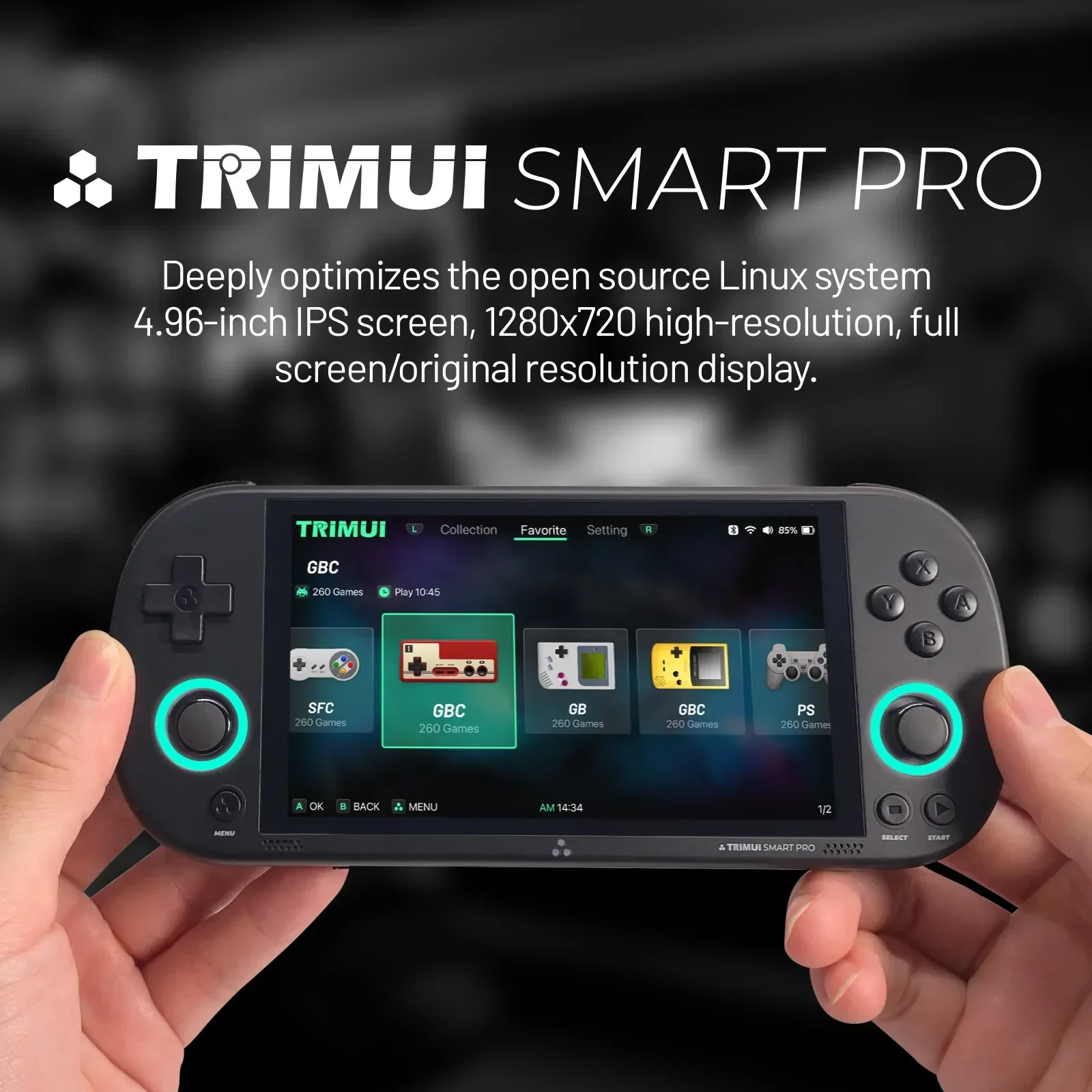 Trimui Smart Pro Handheld Game Console 4.96 ''IPS Scherm Video Game Console Linux Systeem Retro Video Game Consoles Verjaardagscadeautjes
