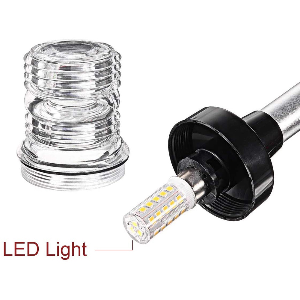 Luz de navegación LED plegable de 8 pulgadas, lámpara de señal de navegación de 360 grados para luz de ancla de popa de barco yate XY