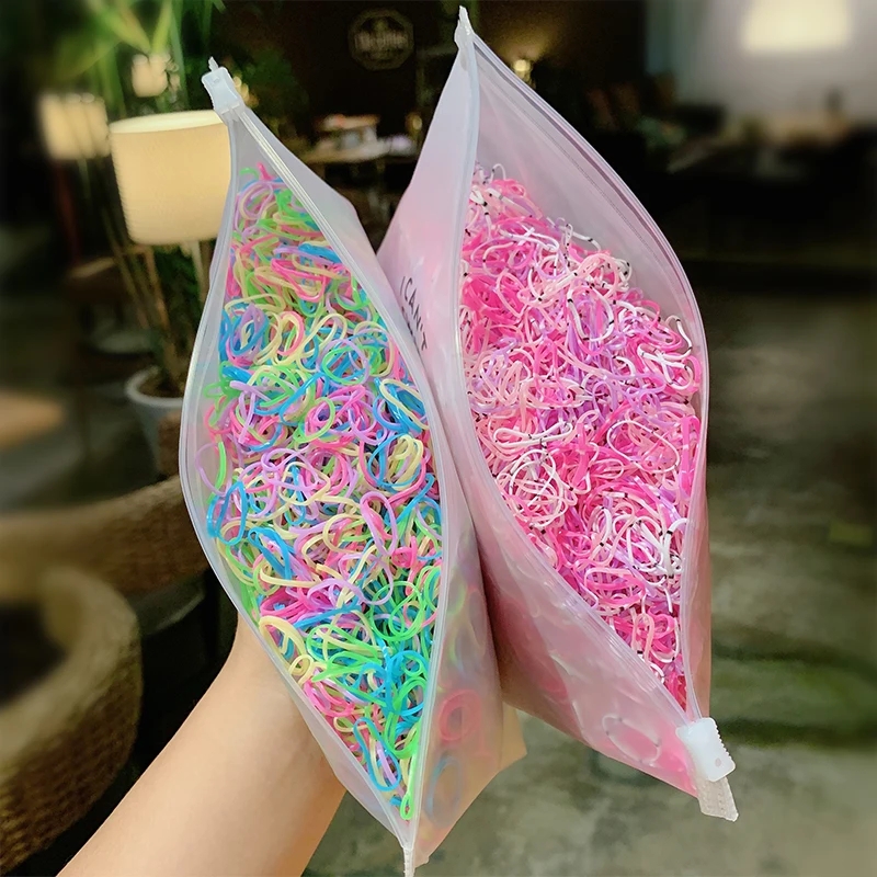 1000 unids/pack niñas coloridas pequeñas bandas de goma desechables goma para cola de caballo sujetar bandas para el cabello accesorios para el cabello de moda