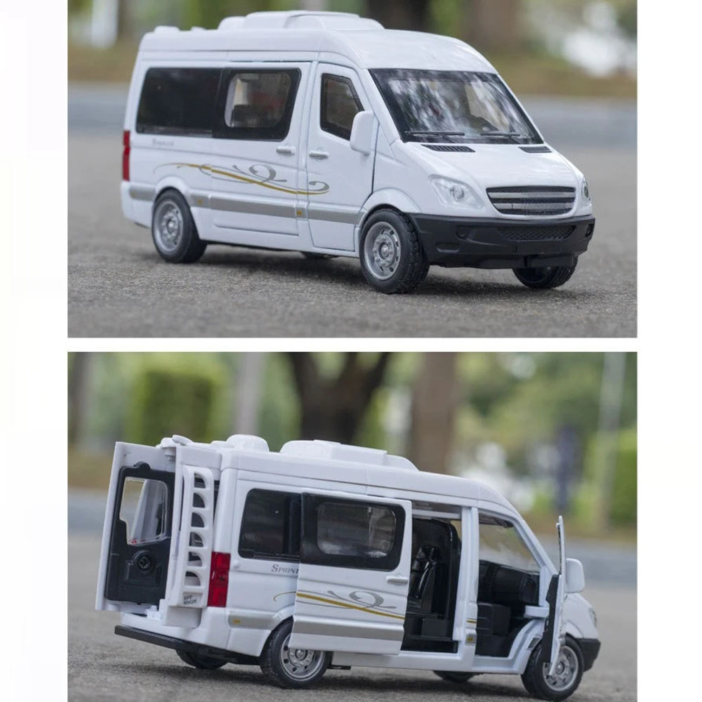 1/32 veículo de uso comercial rv modelo de carro de brinquedo liga diecast som luz puxar para trás função brinquedos modelos de veículos coleção presentes