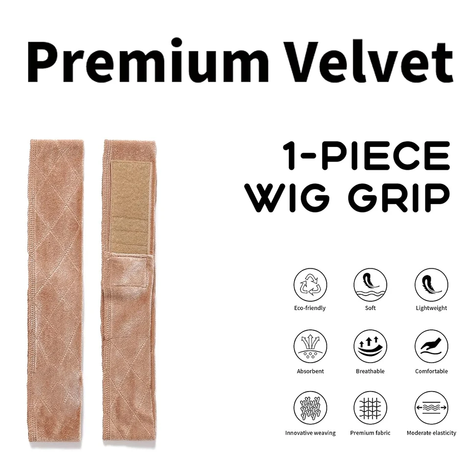 Impugnature per parrucca in velluto Fascia per capelli con impugnatura regolabile per parrucche frontali in pizzo Impugnature per parrucca in morbido velluto antiscivolo Fascia per tenere la parrucca