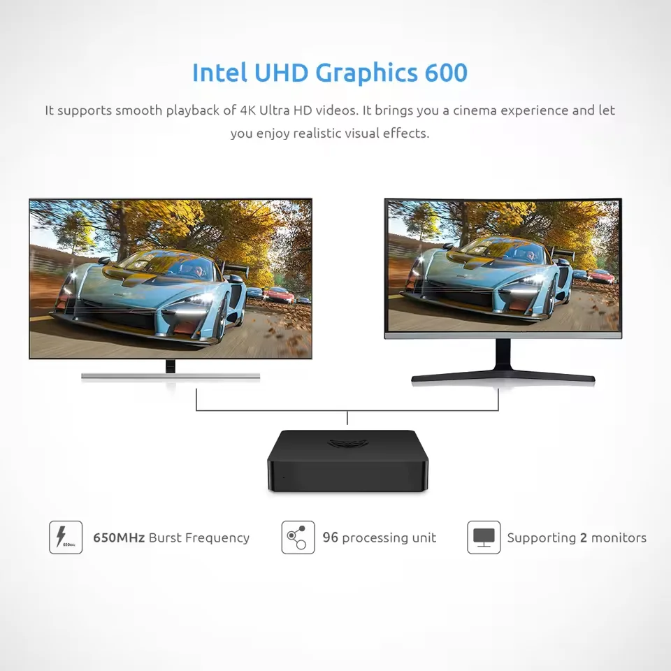 ERVPES Mini PC B20E 8 GB RAM 128 GB SSD ROM J3710 Windows 11 BT5.2 Apollo Lake Desktop Microcomputer Dual-band HDMI Wi-Fi