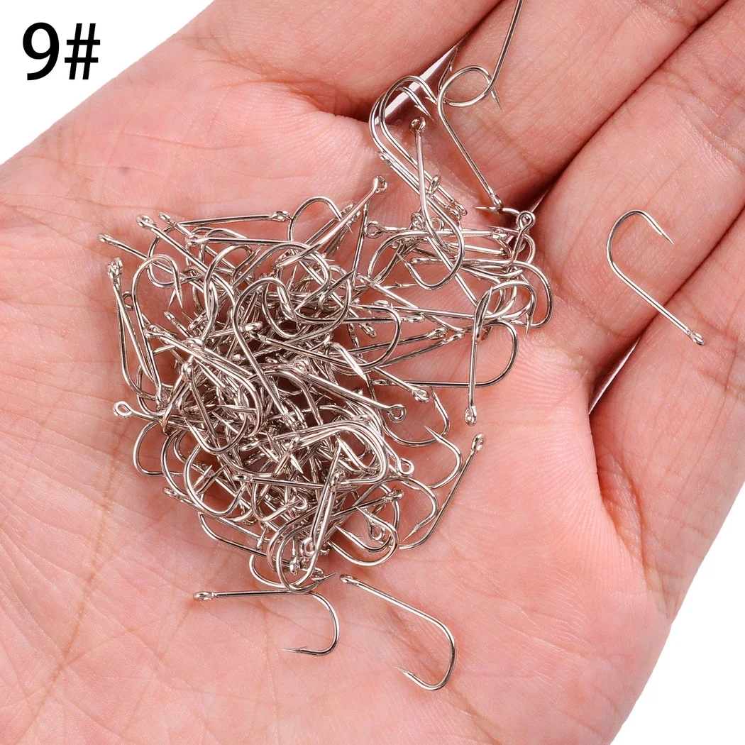 100 Móc Câu Cá Pint Móc Với Mắt Biển Móc Thép Không Gỉ Trắng Lớn Thêm Cán Dài Chủ Fishhook Câu Cá giải Quyết Hộp