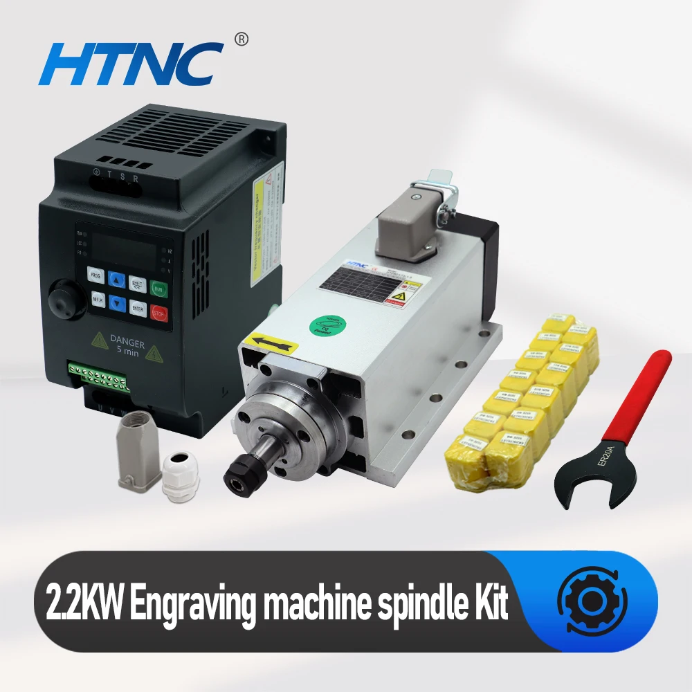 Gorąca sprzedaż Silnik wrzeciona CNC 2,2 kW 110 V / 220 V Wrzeciono ER20 0,9 Nm 24000 obr./min + 2200 W VFD 50/60 Hz + klucz ER20A + 15 szt. tulei zaciskowej ER20