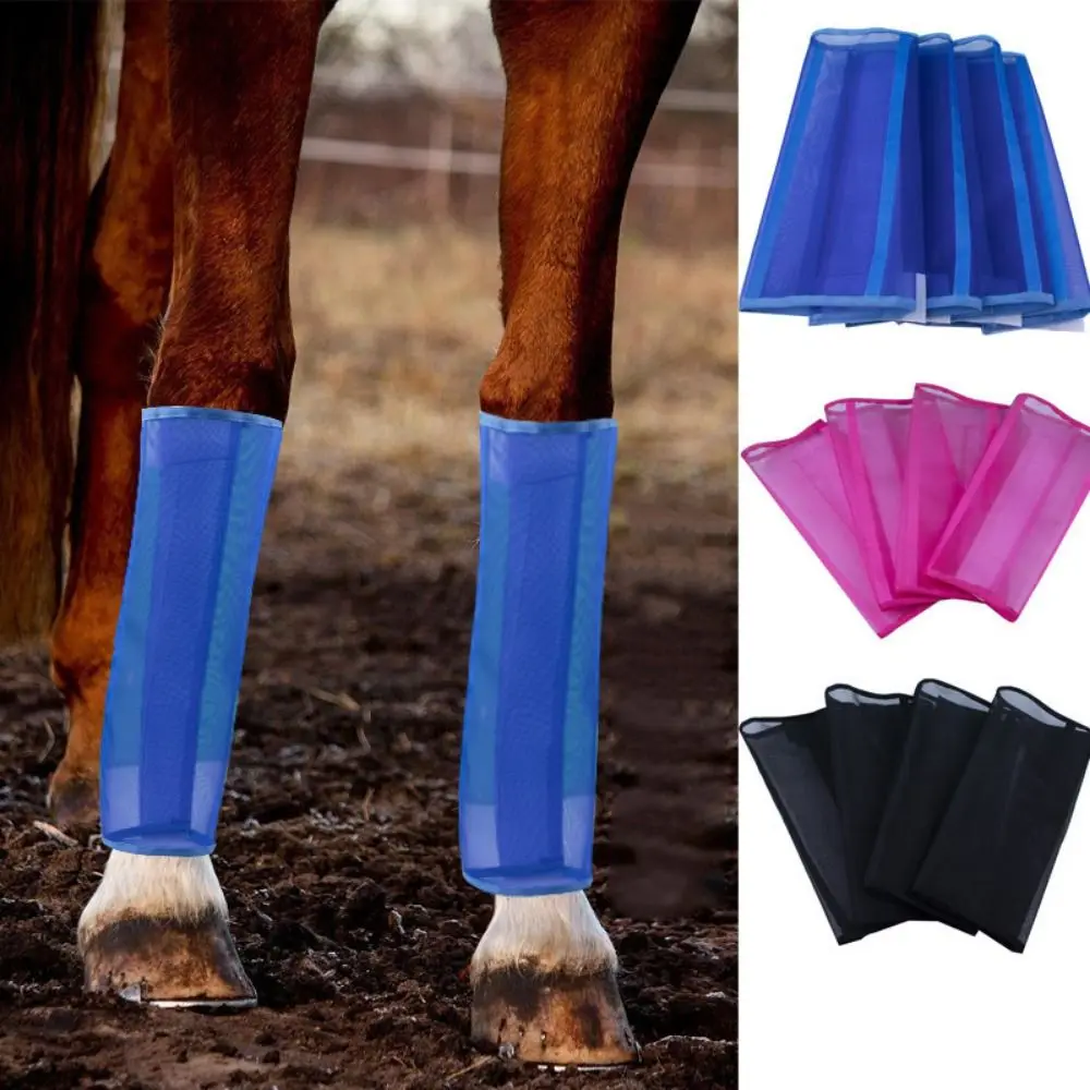 4 ชิ้น/เซ็ตBreathable Flyรองเท้าสําหรับม้าตาข่ายหลวมรองเท้าม้าที่มีสีสันทนทานHorse Leg Guardsป้องกันยุงกัด