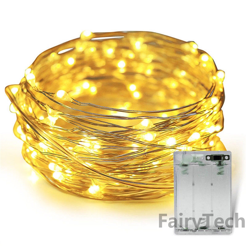 10 Chiếc 1M 2M 3M 5M 50led Dây Đồng LED Dây Đèn Ngày Lễ Chiếu Sáng Tiên Vòng Hoa cho Cây Giáng Sinh Cho Tiệc Cưới
