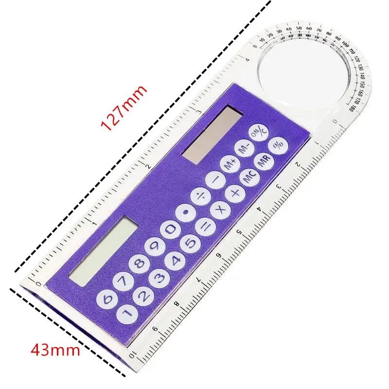 10cm Ruler Calculator Solar Power Card Mini Calculation Student Arithmetic Multifunctional Calculator Computer Digital Caliper