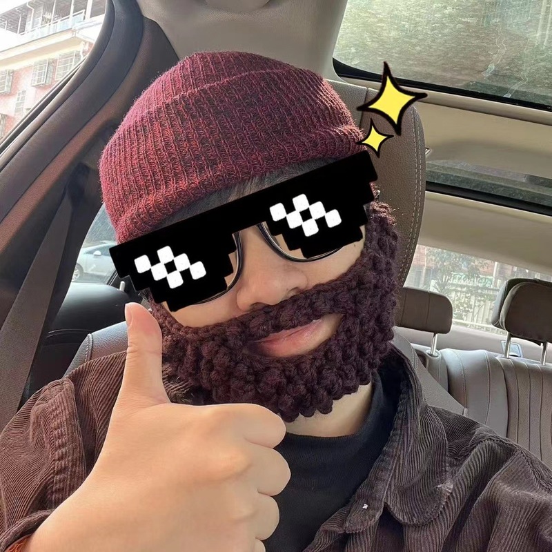 Neue Stil Lustige Hip-Hop Erwachsene Hut Großen Bart Gefälschte Bart Lustige Hut Maske Hand Gestrickte Warme Wolle Hut Geeignet für Männer Frauen