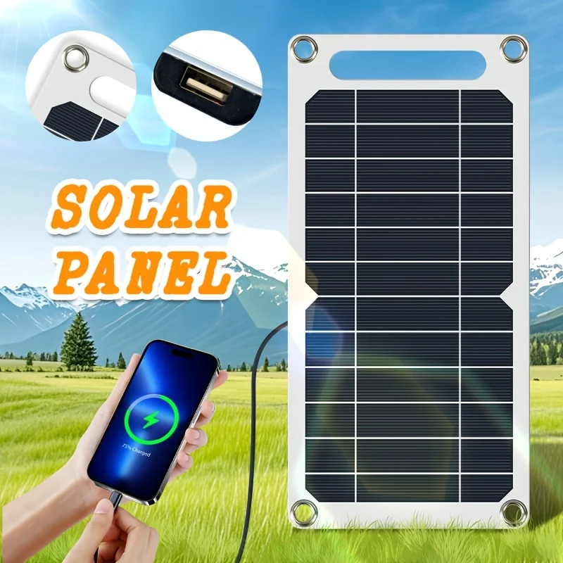 Solar panel, 10W/5W USB 5V portable solar charger, suitable for mobile phones, outdoor use, powered by solar energy