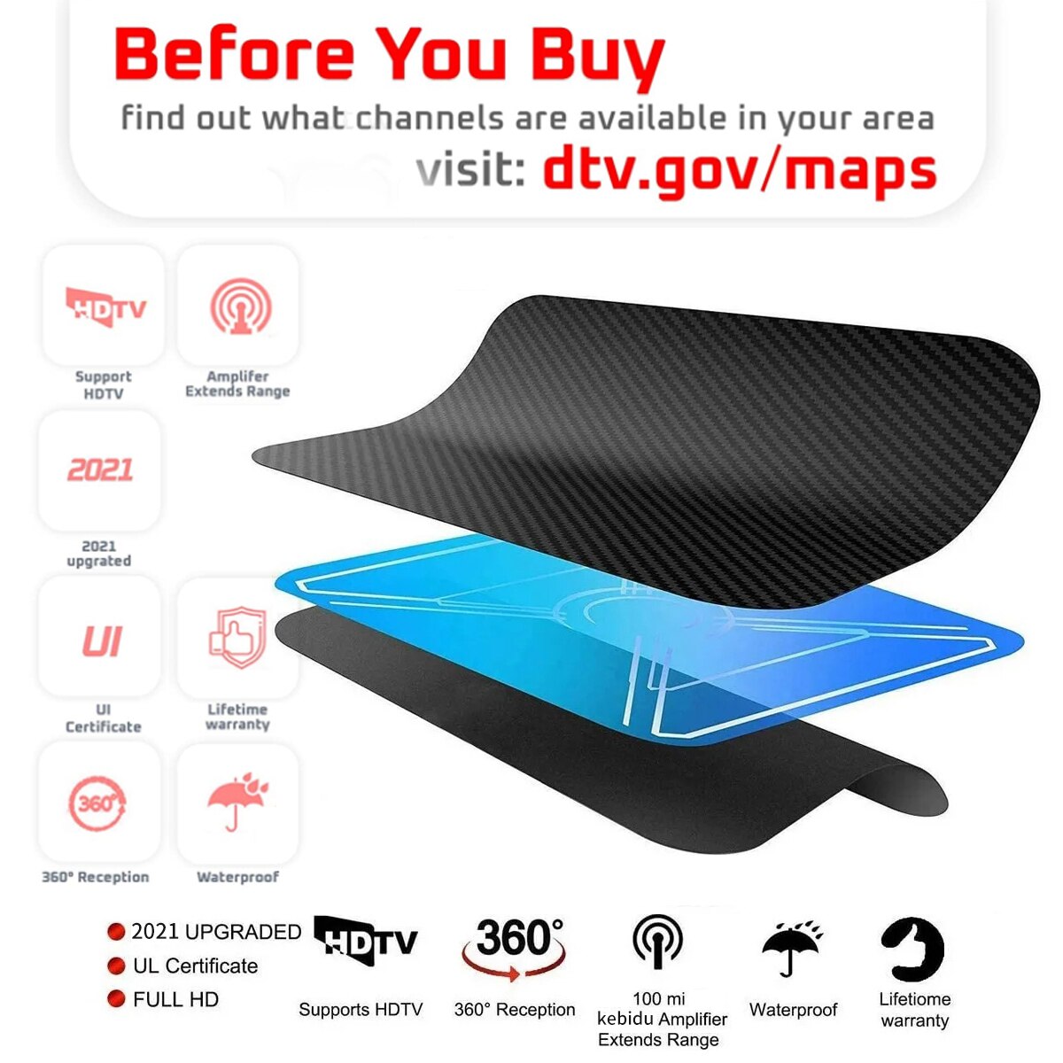 디지털 HDTV 안테나 TV 안테나, 8K 실내 3000 마일, 증폭기 부스터, DVB T2 ISDBT 위성 접시 신호 수신기