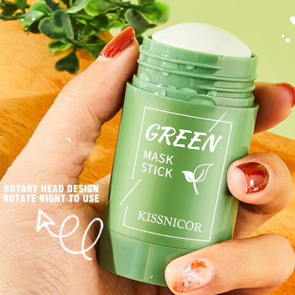 Mascarilla limpiadora sólida de té verde para eliminación de manchas de acné, eliminación de puntos negros, mascarilla de barro hidratante, fina y suave, pequeña luz 40g