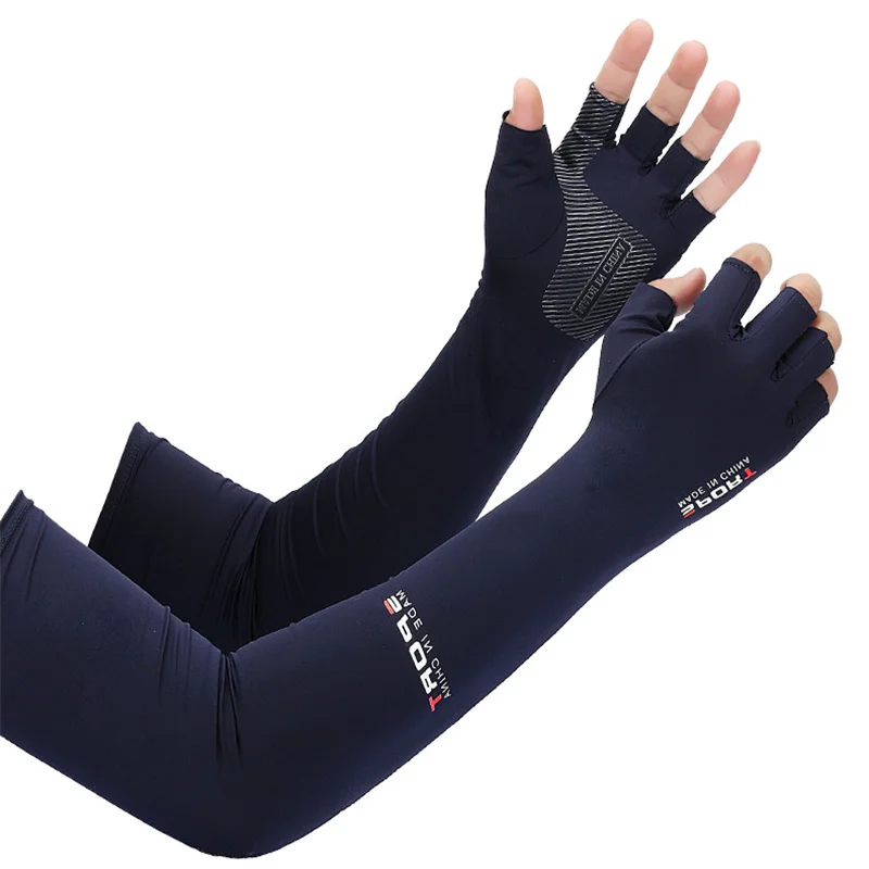 1 Paar Sport Armmouwen Fietsen Hardlopen Vissen Klimmen Arm Cover Zon UV Bescherming Ijs Koele Mouwen 5 Vinger manchet
