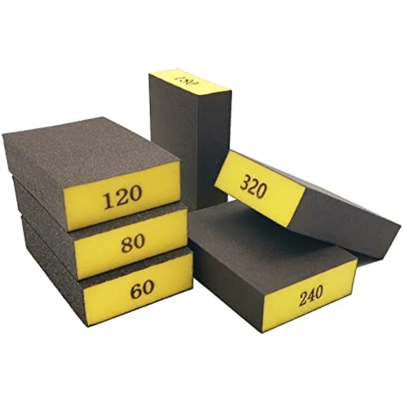 6 PCS Sanding Sponges Grit Sander Sponges for Metal Coarse Medium Fine Grit Sand Paper Brick Sanding Blocks for Wood