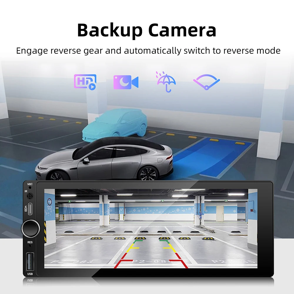 Anyfar 6.86 "1280*480 1 din mp5 player rádio do carro sem fio carplay android auto multimídia player 1din fm rádio automático estéreo