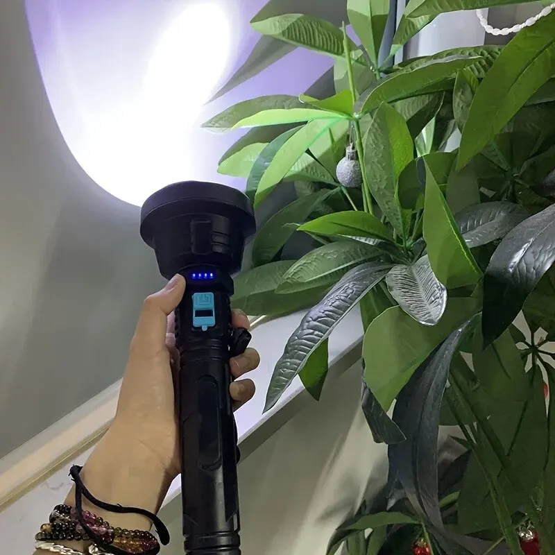 Linternas ABS de tamaño largo Antorcha LED brillante recargable con cable USB 3 modos impermeables para acampar senderismo pesca
