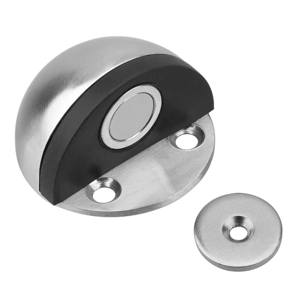 Fermaporta magnetico in gomma in acciaio inossidabile Adesivo senza perforazione Supporti per porte nascosti Fermaporta senza chiodi montati al pavimento