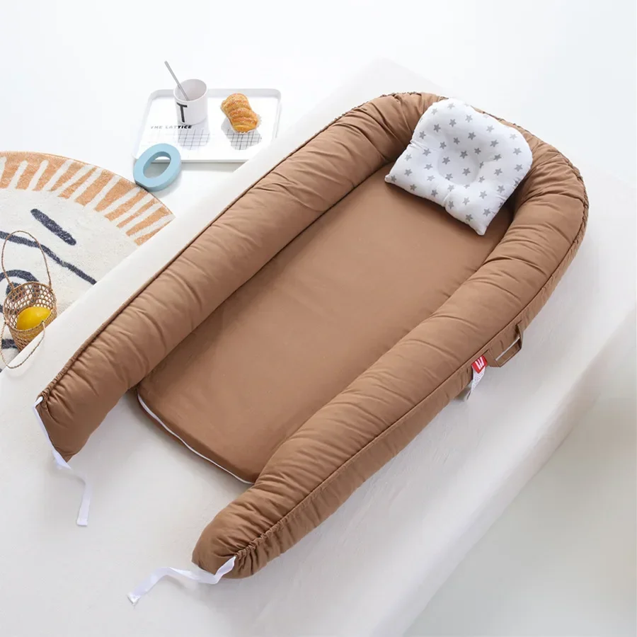 Berço de algodão para bebês, berço portátil para viagem, berço com travesseiro, presentes para berço portátil