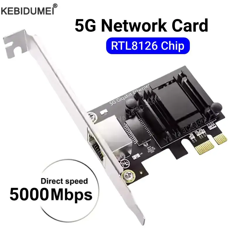 Сетевой адаптер 5G PIC-E к RJ45 RTL8126 100/1000/2500/5000 Мбит/с Gigabit Ethernet Lan Controller Adapter для ПК Win10/11