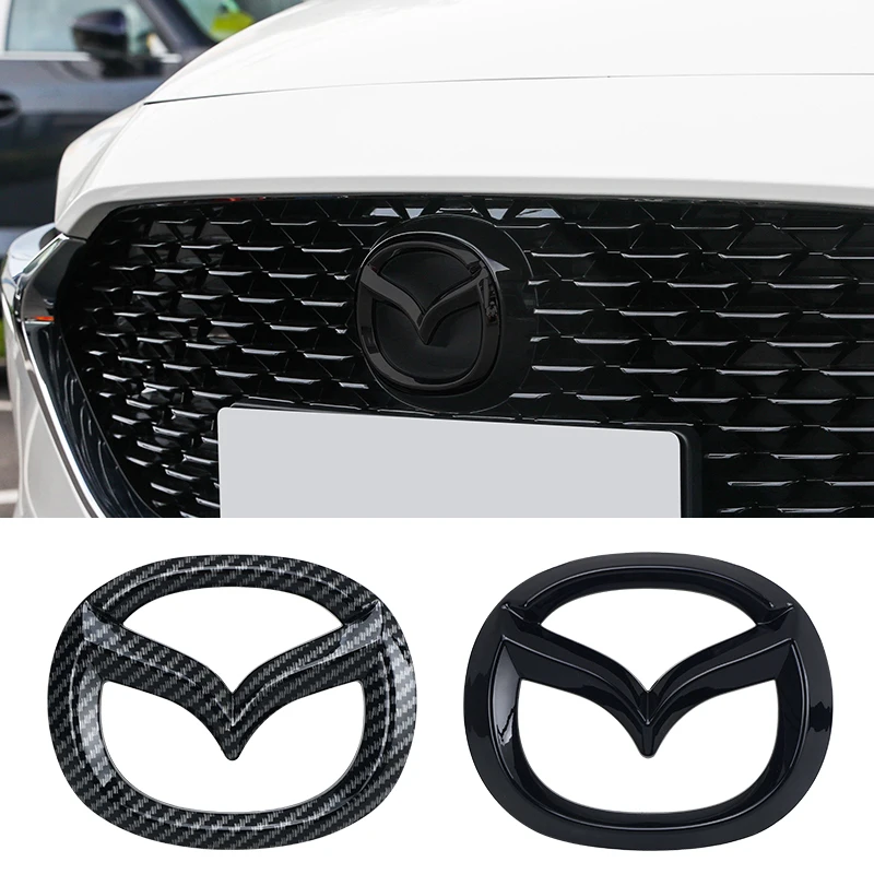 รถกระจังหน้าป้ายTrunkสัญลักษณ์สําหรับMazda 3 Axela Atenza 17-20 คาร์บอนไฟเบอร์ด้านหลังDecalอุปกรณ์เสริม