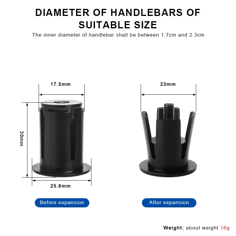Bicycle Bar Ends Plug Caps Expanding Adjustable Locking Handlebar End Plugs Plastic For Road Cycling MTB Mountain Bike Grip Cap