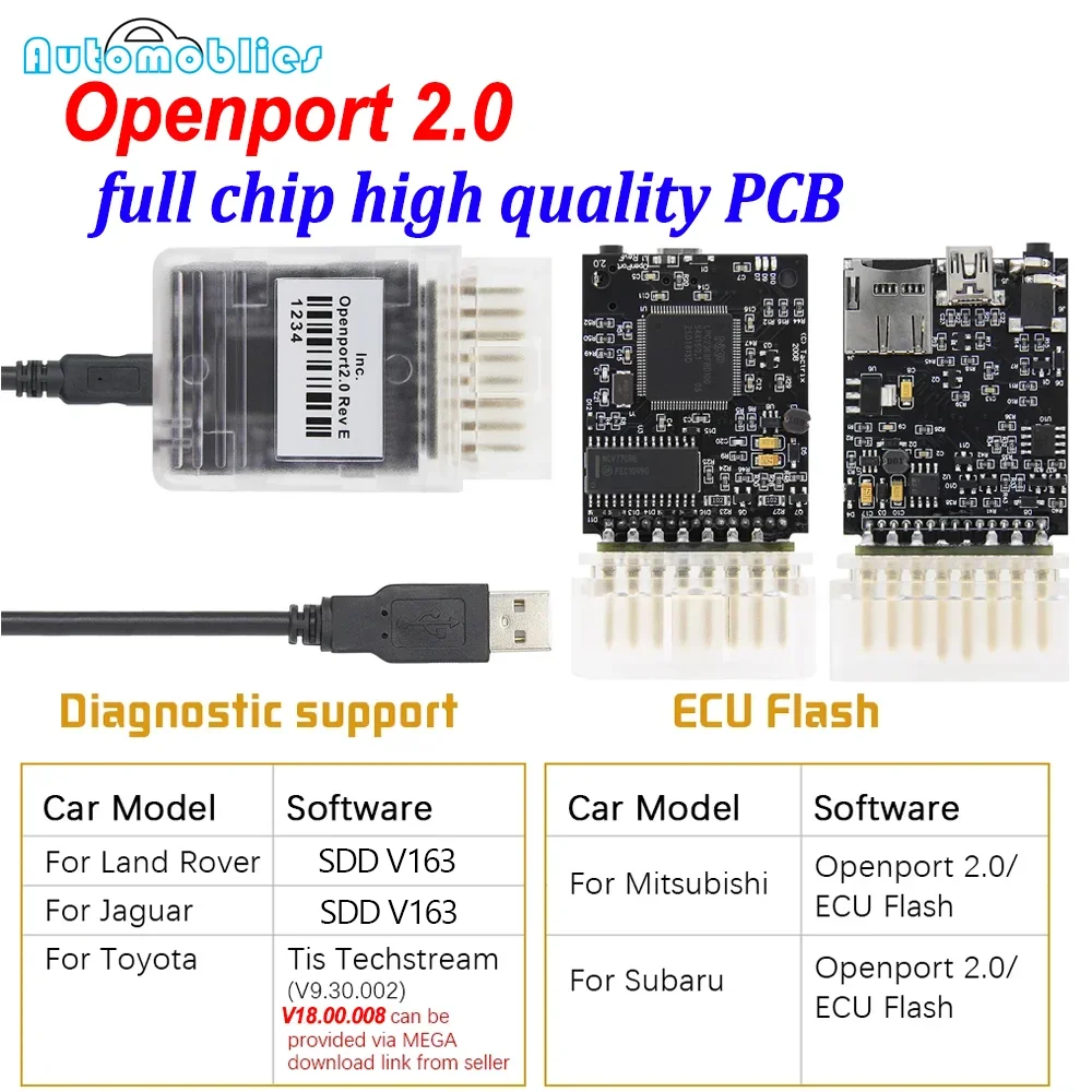Openport 2.0 ecu flash chip tunning também para mercedes j2534 porta aberta 2 0 obd2 ferramenta de diagnóstico do carro para toyota scanner chip completo