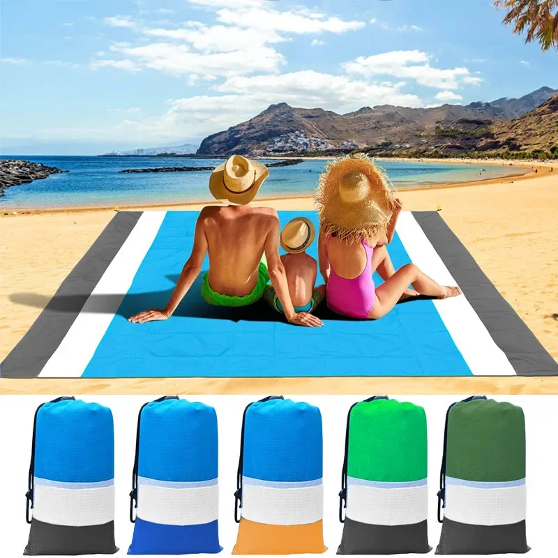 Estera de playa de bolsillo impermeable de 2x2,1 m, manta, colchón plegable para acampar, estera ligera portátil, estera de pícnic al aire libre, toalla de playa de arena