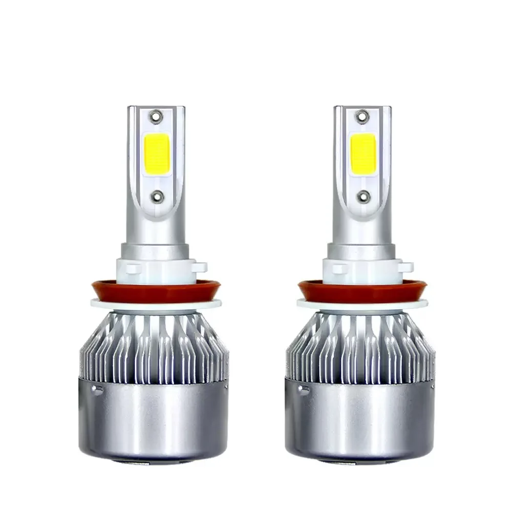 2 pçs c6 72w h11 h4 hi/lo h1 h7 cob led h11 hb3 9005 hb4 9006 lâmpadas do farol do carro luz de nevoeiro do carro 12v 7200lm faróis automáticos