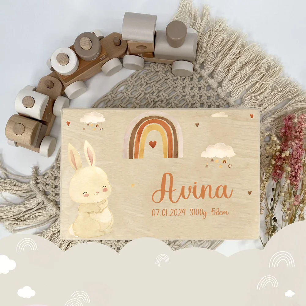 Personalized Baby Memory Box Baby Gift Birth Wooden Storage Memory Boxes Newborn Baptism Gifts Custom Infant Keepsake