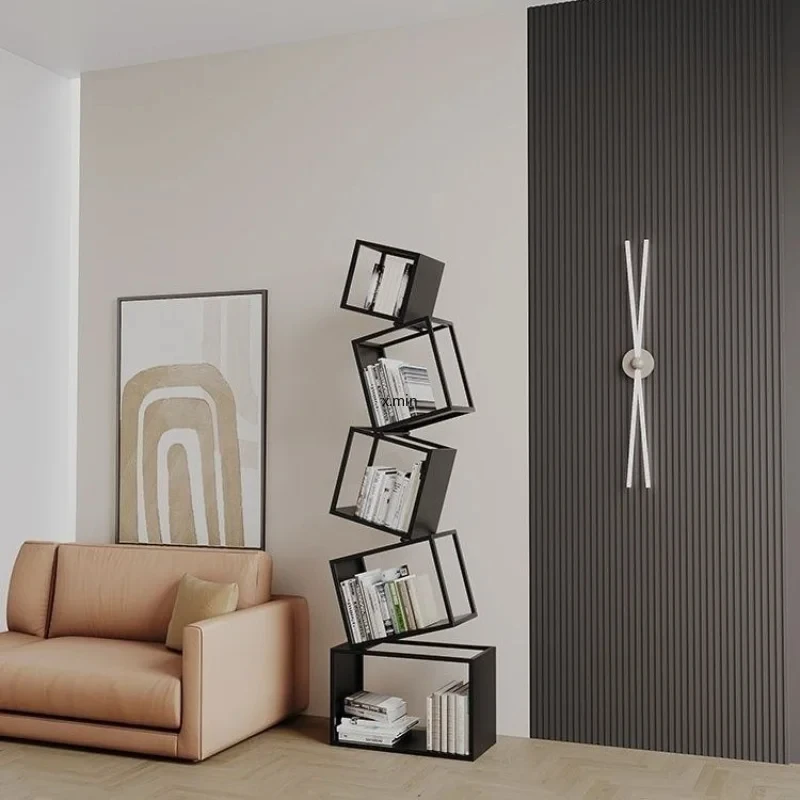 Irregular Corner Vertical Bookshelf Floor To Floor Storage Shelf Minimalist Living Room Iron Corner Bookshelf Home Decoration