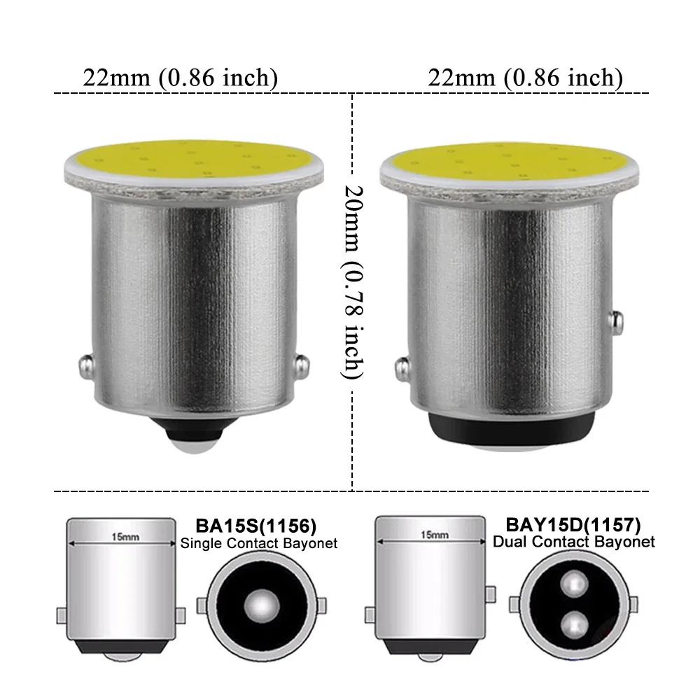 1/4/10 PCS P21W 1156 BA15S 1157 BAY15D COB หลอดไฟ LED เลี้ยวไฟสัญญาณ 12V 7000K สีขาวรถสํารองที่จอดรถเบรคโคมไฟ